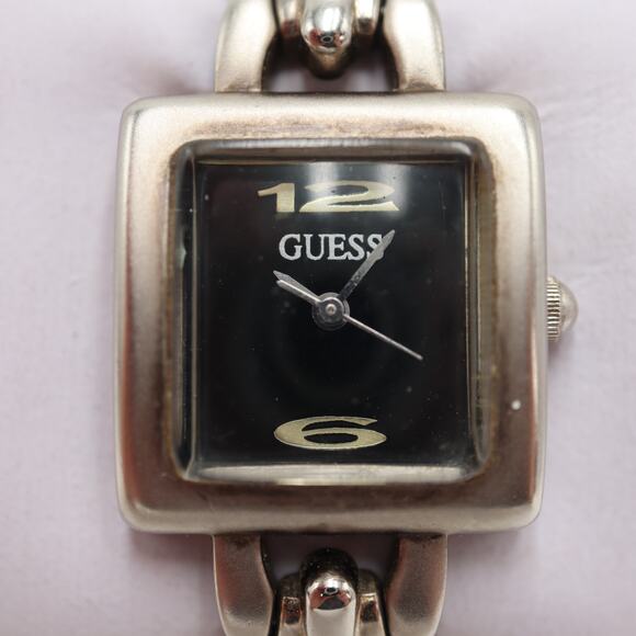 Vintage Guess Womens Square Watch 21mm Black Dial 5.25" Bracelet w New Battery - Picture 5 of 10